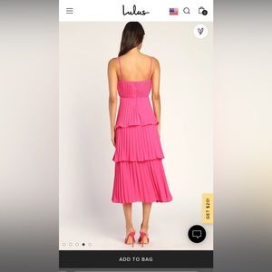 Cascading Crush Hot Pink Tiered Bustier Midi Dress size small